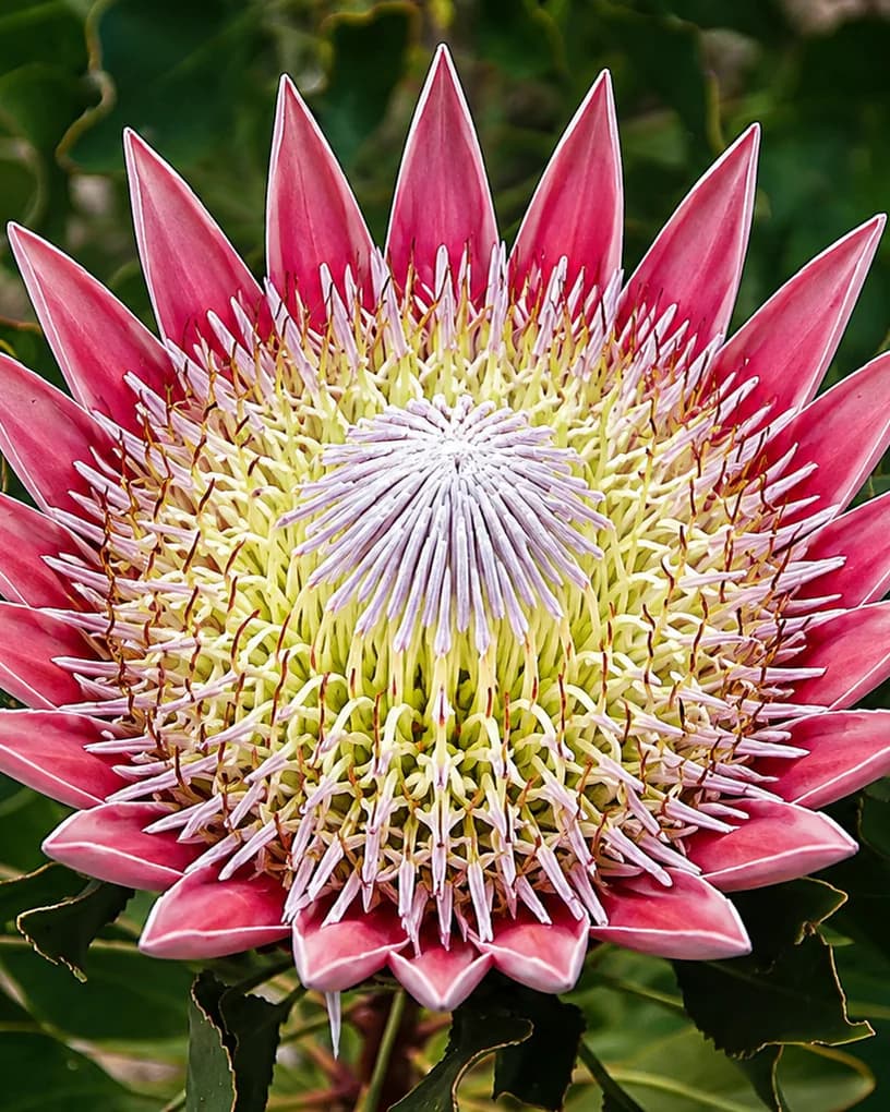 Pink king protea flower in bloom